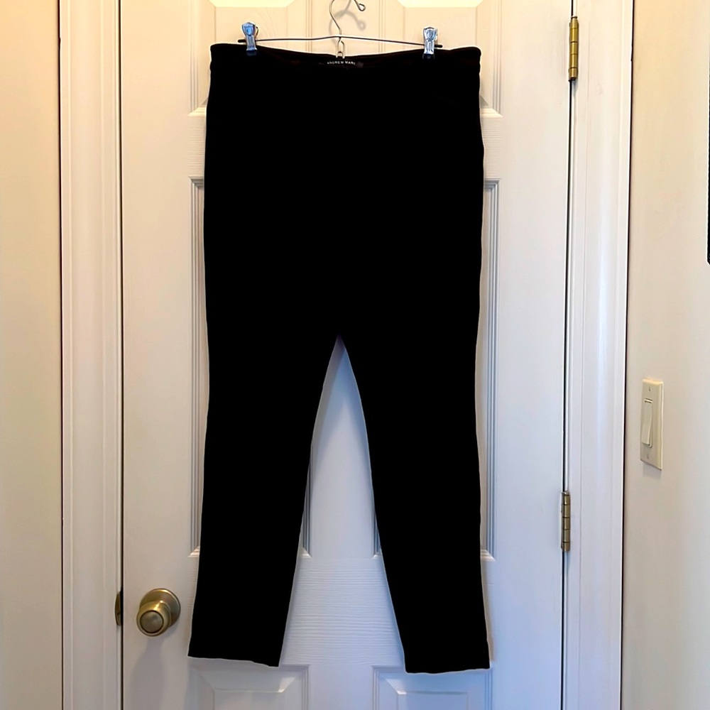 Andrew Marc Womens Tapered Leg Black Pants Size 12